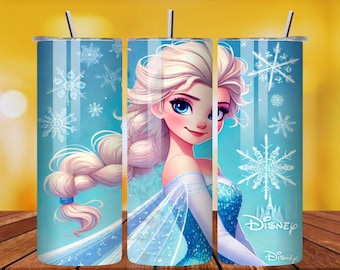 Ice Princess Tumbler Wrap PNG: Frozen-Inspired Sublimation Design (Digital Download