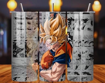 Goku Manga Tumbler Wrap: Dragon Ball Anime Sublimation Design (PNG Digital Download)