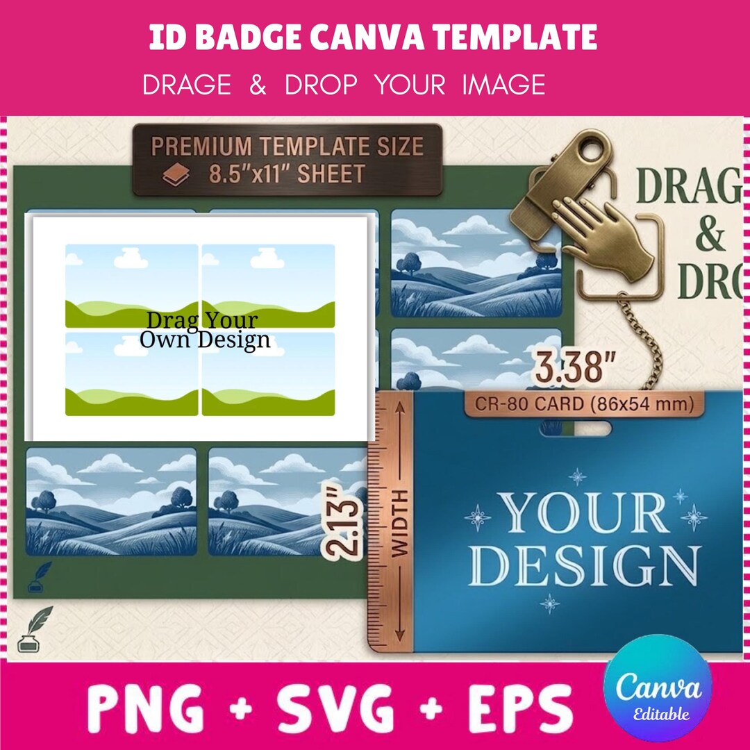 Customizable ID Badge Canva Template, Staff Name Business Card (digital ...