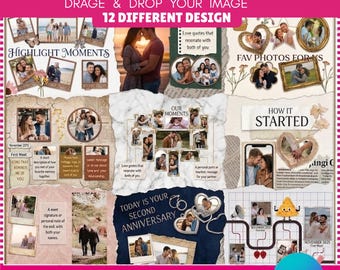 Anniversary Scrapbook Canva Template, Vintage Modern Memory Book (Digital Download)