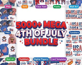 4 juli PNG-bundel, Amerikaanse vlag coquette Bow, patriottisch bloemdessin (digitale download)