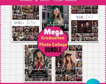 Graduation Photo Collage Welcome Sign | Class of 2026 Party Poster | Personalized Senior Photo Board