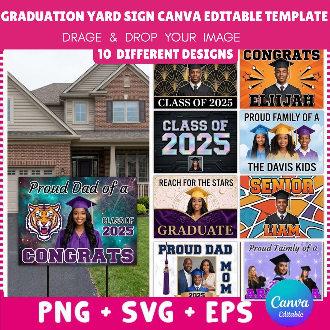 Graduation Yard Sign Template Bundle, Senior 2026 Lawn Decor (digital ...