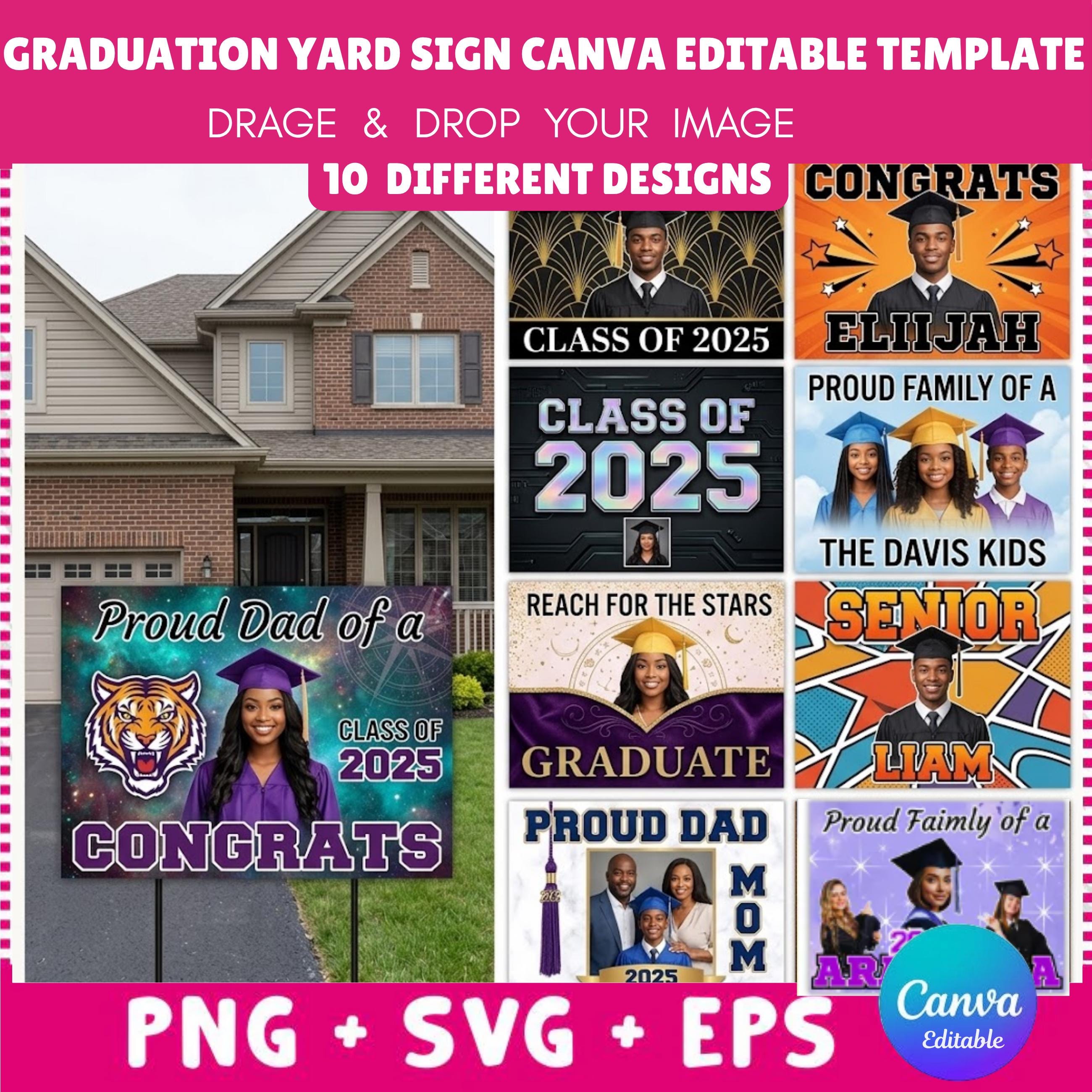 Graduation Yard Sign Template Bundle, Senior 2026 Lawn Decor (digital ...