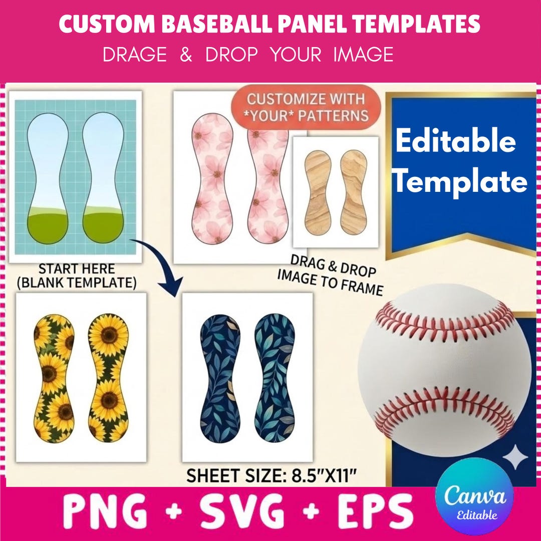 Baseball Panel Canva Editable Template | Drag & Drop Frame | Baseball ...
