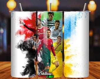Cristiano Ronaldo Tumbler Wrap PNG: Football Star Sublimation Design (Digital Download)