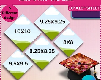 Graduation Cap Topper Bundle | 5 Sizes Canva Editable (Digital Download)