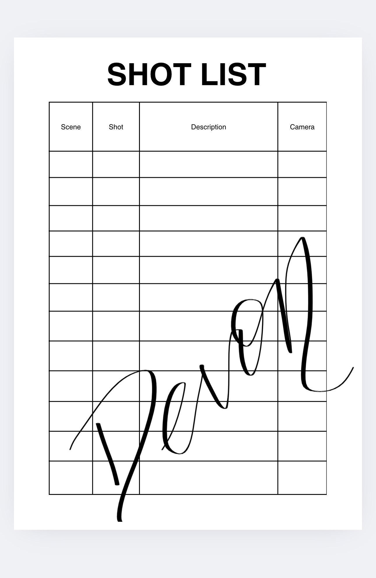 Storyboard & Shot List Printable Template Pack A4 PDF Filmmaker and