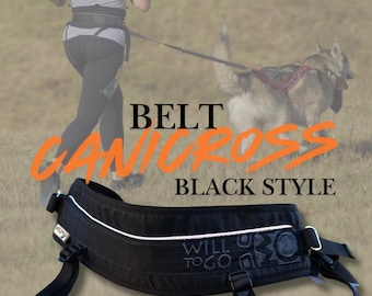 Canicross Belt Hands-Free | Black style| : Dog Walking, Skijoring, Dogtrekking-Reflective