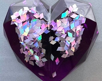 Disco Purple Diamond Heart Magnet