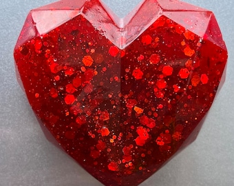 Blood Red 3D Diamond Heart Magnet