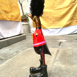 Handmade Wooden Duck in Striped Sailor Outfit – Nautical Home Decor