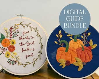 Autumn Pumpkin Embroidery Pattern: Beginner Hand Embroidery Design (PDF)