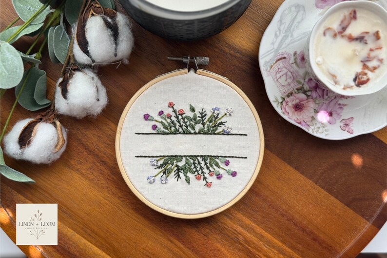 Personalized Floral Name Embroidery Pattern PDF – Custom Hand-drawn ...
