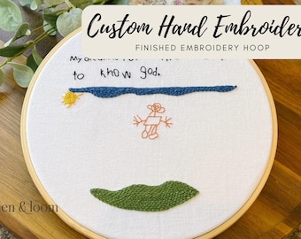 Custom Hand-Stitched Embroidery Hoop – Personalized Hoop Art – Made to Order Gift