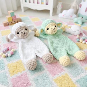 Lamb Lovey Crochet Pattern Amigurumi, Baby Sheep Snuggler Blanket Tutorial, Cute Security Blanket English Only Digital Download DIY Gift