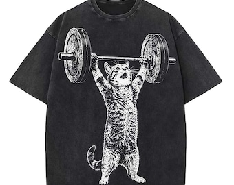 Camiseta divertida de gato para gimnasio, camiseta de entrenamiento de gato, camiseta divertida con meme de gato de peso muerto, funda para bomba de gimnasio, camiseta de entrenamiento, regalo unisex para amantes de los gatos, impresión XXL