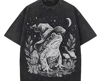 Witchy Frog Vintage Halloween Goblincore T-Shirt T-Shirt XXL Print