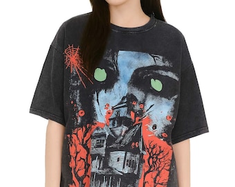 Vintage Horror Haunted House T-Shirt mit XXL Druck