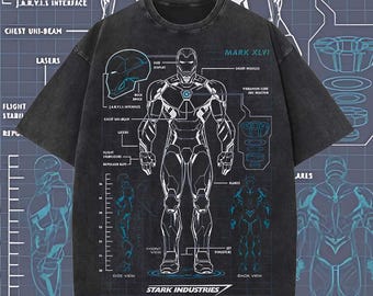 Stark Industries Iron Man Blueprint T-Shirt XXL Print