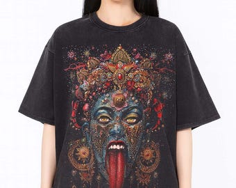 Psychedelisches Kali Goddess T-Shirt mit XXL Druck