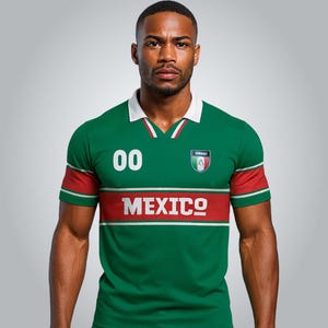 Camiseta de fútbol personalizada de aficionados mexicanos: kit conceptual para fanáticos: agregue su nombre y número, tallas para niños y adultos.