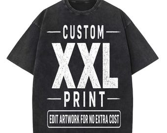 Custom Print T-Shirt - XXL Print - Vintage washed T-Shirt