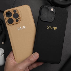 Personalized Vegan Leather iPhone Case, Initials Engraving