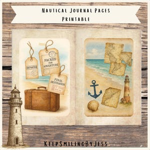 Nautical Junk Journal Kit Printable | Vintage Ocean Ephemera Pages | Beach Scrapbook Paper | Digital Coastal Scrapbooking Bundle