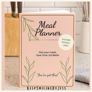 Printable Meal Planner – Weekly Menu, Grocery List & Food Tracker | A4 A5 US Letter PDF Instant Download