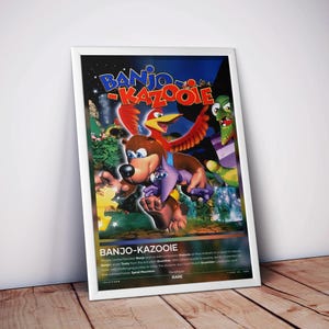Banjo-Kazooie Poster | Video Game Poster | 4 Colors | High Quality Print | Classic Platformer Wall Art | Gamer Gifts | Free USA Shipping