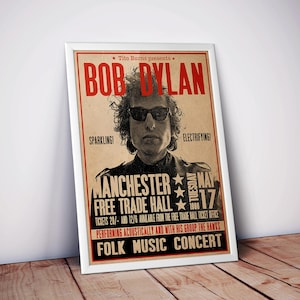 Bob Dylan 1966 Concert Poster | Vintage Folk Rock Wall Art  | High Quality Prints | Music Lover Gifts | Free USA Shipping