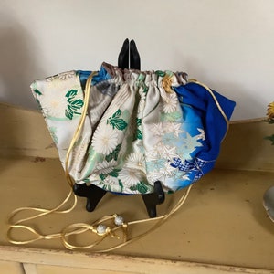 Vintage Japanese hand painted silk kimono evening bag
