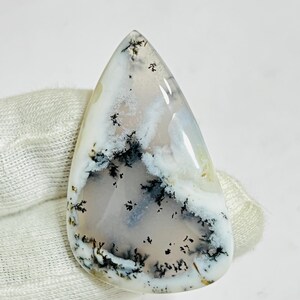 Dendritisk agat cabochon: Trädmönster ädelsten, smyckestillverkning (43X27X6mm, 48ct)