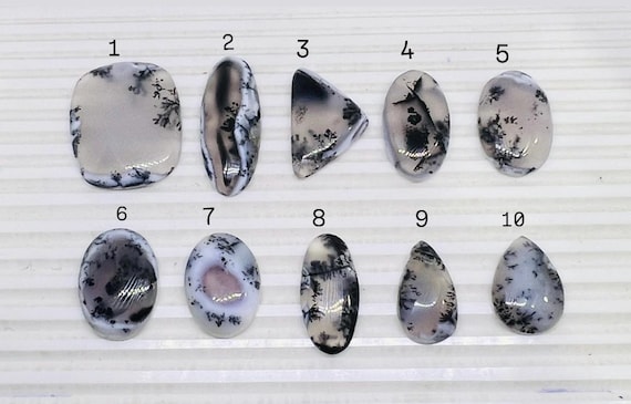 Natural Dendrite Cabochon Gemstone – Unique Tree-Like Inclusions, Polished Healing Crystal for Jewelry Making