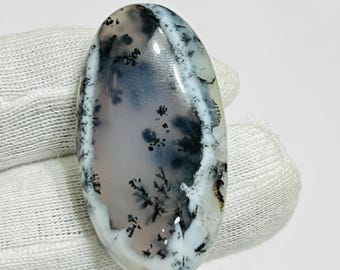 Dendritic Agate Cabochon: Tree Pattern Gemstone, Jewelry Making (41 ct, 38X20X6mm)