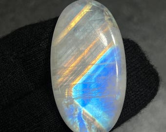 Rainbow Moonstone Cabochon: Oval Gemstone for Jewelry Making (38X21X6mm, 51ct)