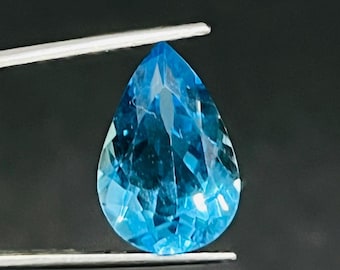 Oval Blue Topaz Gemstone: Faceted Loose Stone, 8 ct