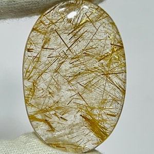 Golden Rutile Quartz Cabochon: AAA+ Gemstone for Jewelry Making (40X27X6mm, 60 Carat)