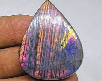 Spectroliet cabochon edelsteen | Veelkleurige labradorietflits (40 x 32 x 7 mm)