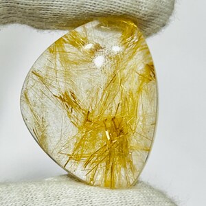 Golden Rutile Quartz Cabochon: 45 Carat Gemstone for Jewelry Making