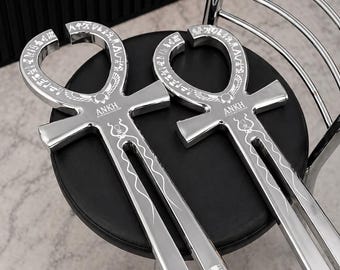 Conjunto de llave de vida Ankh hecha a mano, herramienta de energía espiritual para la sanación con sonido (mediana, grande)