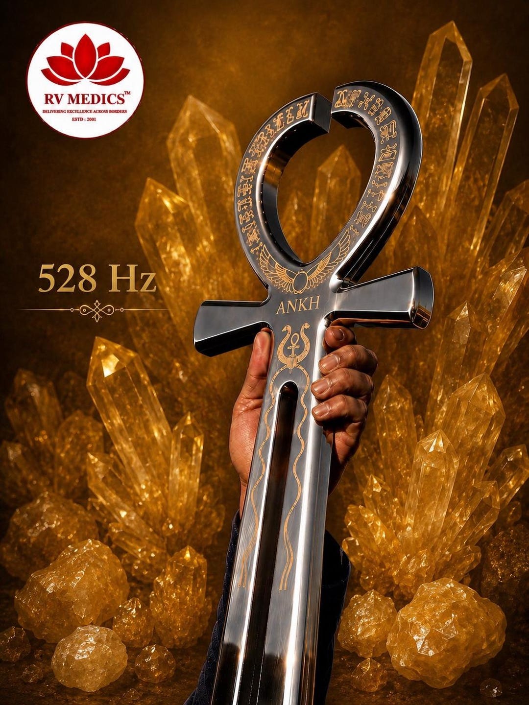 528 Hz Ankh Tuning Fork – Giant Egyptian Key of Life Sound Healing