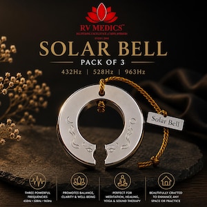432Hz, 528Hz, 963Hz Solar Bell Set – Small, Medium & Large Healing Wind Chimes | Solfeggio Frequency Meditation Bell Pack of 3