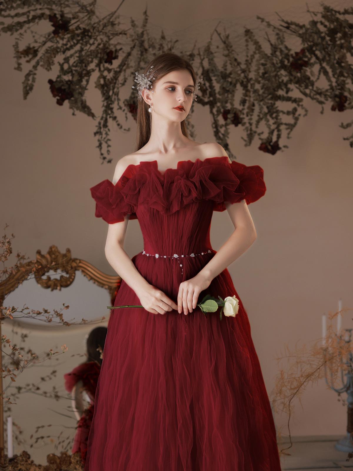 open lace back dress Puffy Sleeves Pink Off The Shoulder Sheath Column Prom Dress – Sassymyprom main image 0