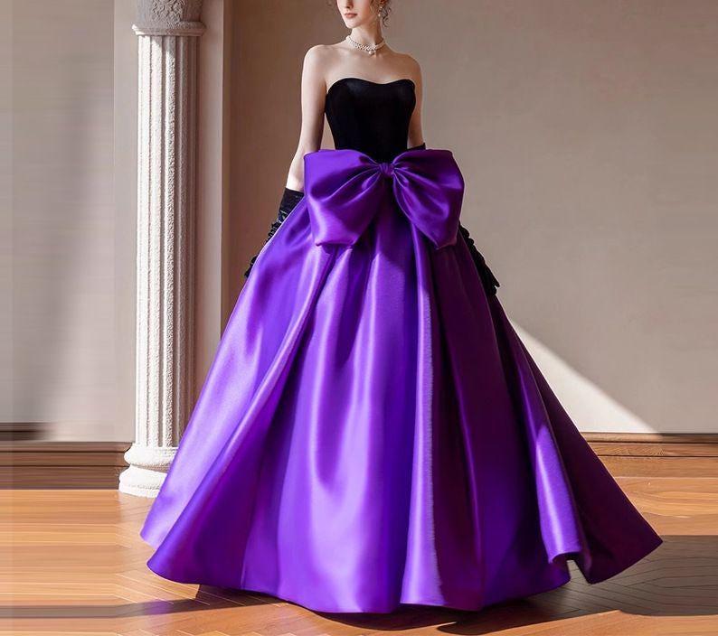 black dress with purple accents Purple Wedding Dress with Black Lace Overlay CLARMONT Size 28W main image 1