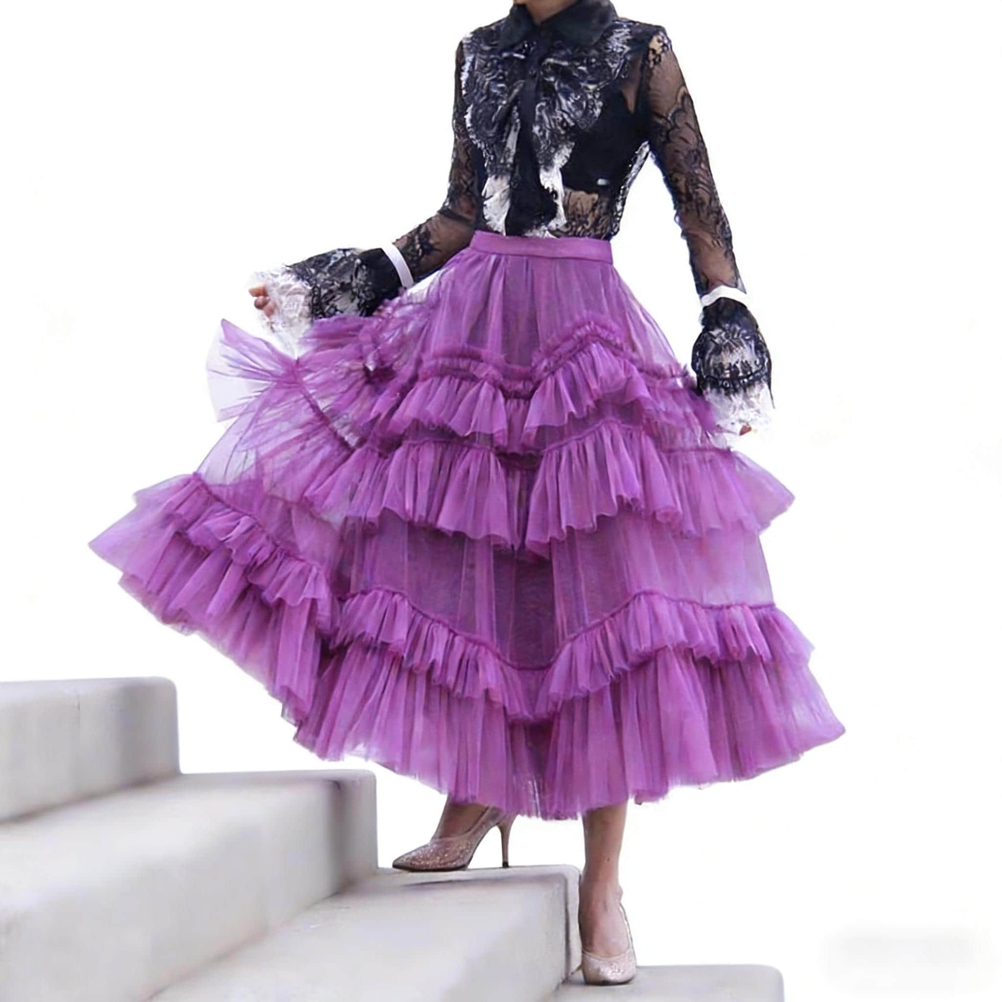 Jupes en Tulle pour femmes, jupe féerique en maille superposée