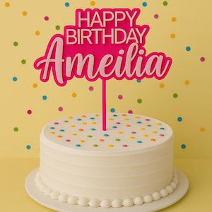 Custom Cake Topper,  Personalized Happy Birthday Gift, Kids Name Cake, Celebration Gift, Acrylic Cake Topper