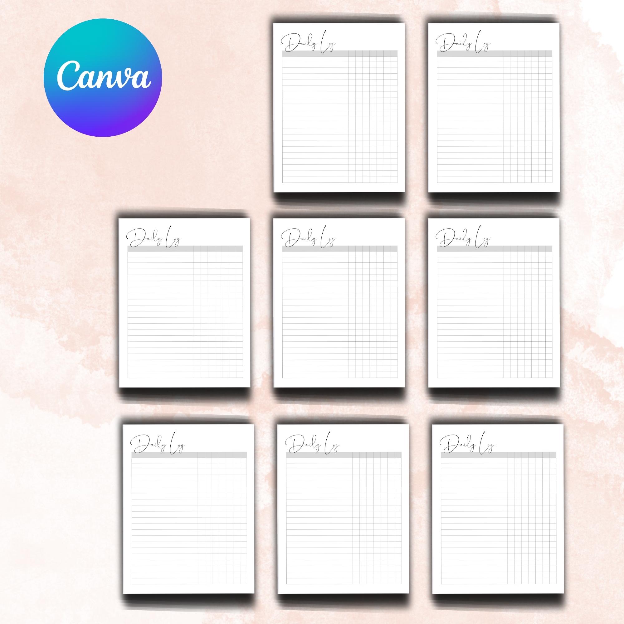 Editable Daily Log Templates: Printable Checklists & Canva Trackers ...