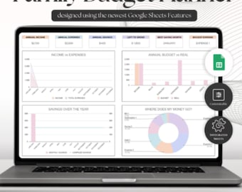 Family Budget Spreadsheet | Monthly & Yearly Expense Tracker | Google Sheets Finance Planner | Household Budget Organizer